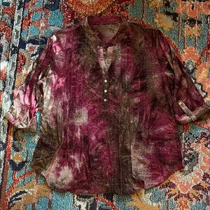 NY Collection Women's Purple and Brown Blouse